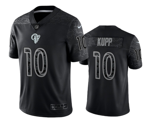 Men's Black Los Angeles Rams #10 Cooper Kupp Reflective Limited Stitched Football Jersey